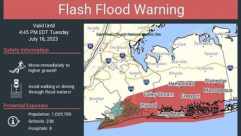 Flash Flood Warning Queens And Long Island 7-18-2023 Displayed On Weather Radios