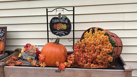 Decorating the deck for Fall / Pumpkin keg demonstration.