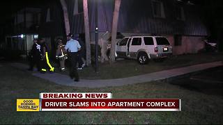 Eight residents displaced after SUV crashes into Tampa apartment complex