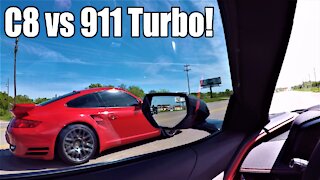 RACING my C8 Corvette vs a 600HP Porsche 911 Turbo! *Ridiculous Results*