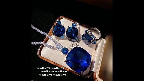 Sparkling Lab Sapphire Big Gemstone Jewelry Sets 925 Silver Luxury