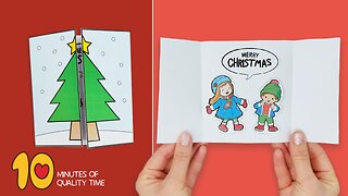 Christmas Tree Card with Happy Kids