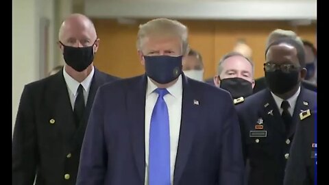 President Donald Trump Wears a Mask at Walter Reed Medical Center