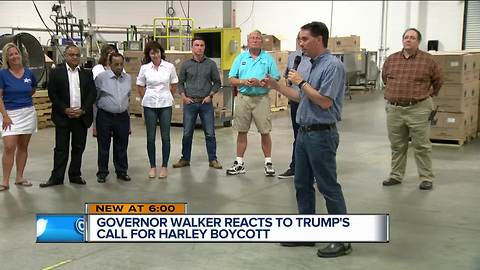 Governor Walker says 'no tariffs' the way to go on Harley