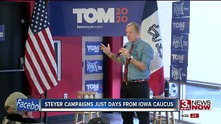 Steyer campaigns just days from Iowa caucus