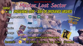 Destiny 2 Master Lost Sector: Dreaming City - Bay of Drowned Wishes on my Void Hunter 4-9-24