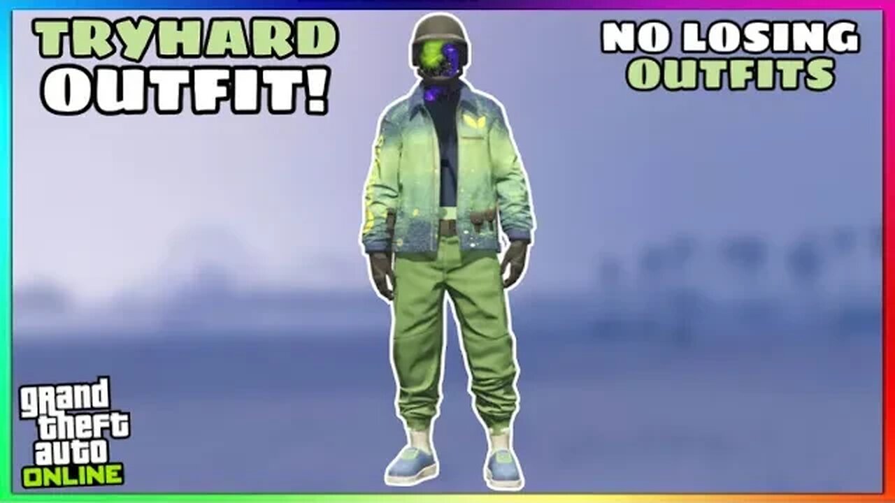 Green Joggers Tryhard Modded Outfit W/ Invisible Torso Glitch (No Transfer)  (GTA Online)