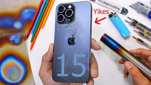 Be gentle with Apples new Titanium iPhone 15 Pro Max ... Yikes! | JerryRigEverything