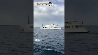 Super yacht passes us in the Strait of Corfu #shorts #ships #yacht #corfu #tourist #sea