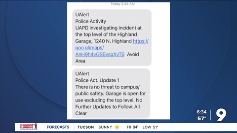 UArizona sends out 'UAlert' regarding parking garage investigation