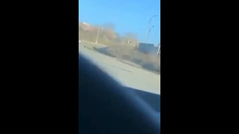 Russian Shell hitting a gas station in Kherson Ukraine