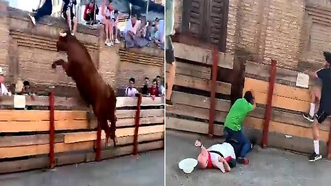 Shocking Moment: Bull Leaps Over Barrier and Takes Brutal Revenge at Spanish Festival