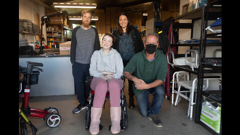 Casey Hodgkinson gets her new wheelchair