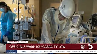 San Diego County officials warn ICU capacity low