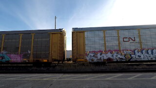 Manifest Train Eastbound 482 CN 2706 & CN 5702 Locomotives In Ontario