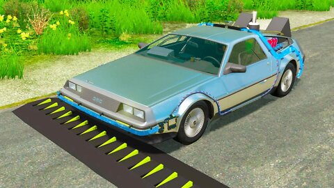 DeLorean vs Spikes – BeamNG.Drive
