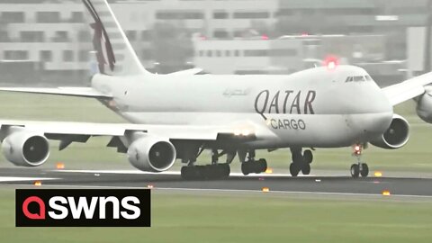 Hair-raising moment Qatar Airways jet navigates bumpy landing