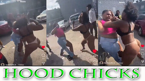 Hood Chick Take Her Pants Off to Fight in Bra & Panties