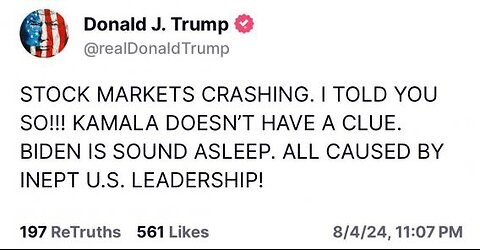 Pres Trump RIPS Radical Left LUNATIC Kamala for bidenomics inflation GLOBAL STOCK MARKET CATASTROphe