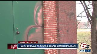 Neighbors in the Fletcher Place neighborhood are tackling a recent rash of graffiti