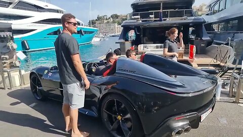 Ferrari SP2 Monza seating tryoouts for yacht crew and 812 GTS at Ferrari fans yacht [4k 60p]