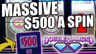 $500/SPINS ONLY! THE BIGGEST BETS YOU'LL SEE on HIGH LIMIT Double Diamond Slot Machine!