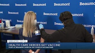 Staff at Beaumont Hospital get COVID-19 vaccines