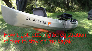 How to get stickers to stick to a plastic kayak