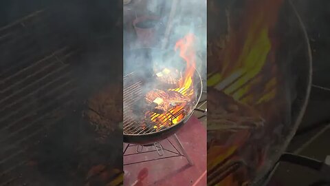 Grilling Steaks and frying potatoes 🥔