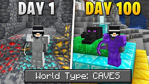 I survived 100 days in cave only world in Minecraft hardcore