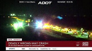 Wrong-way crash leaves one dead near Maricopa