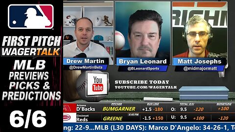 MLB Picks, Predictions and Odds | First Pitch Daily Baseball Betting Preview | June 6