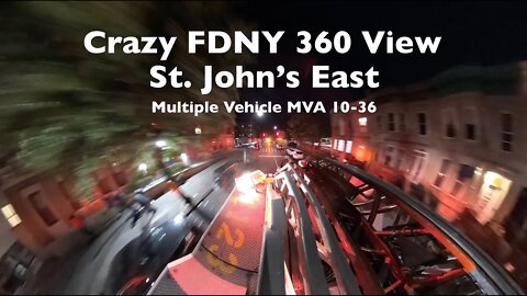 Multiple vehicle MVA, Engine 234 Ladder 123 - Crown Heights 360 view 4k Ride Along