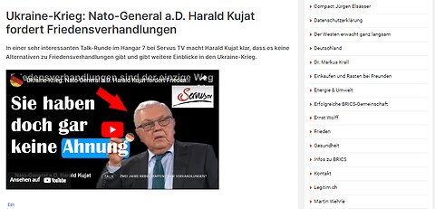 Nato General a. D. Harald Kujat fordert Frieden.