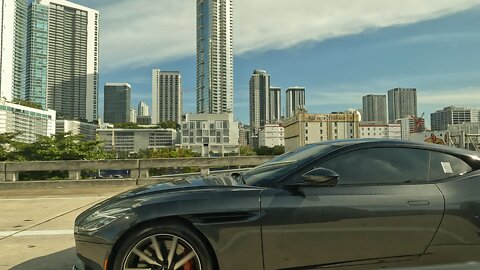 Aston Martin in Downtown Miami on 836 - Driving Miami