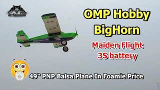 OMP Hobby Bighorn 49 Inch Balsa RC Airplane PNP Maiden Flight