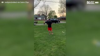 Son hits dad in the head with ball
