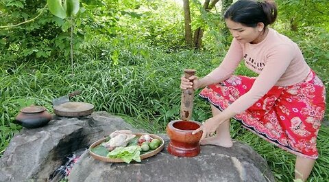 Yummy Cook chicken on rocky hills by (My Life)