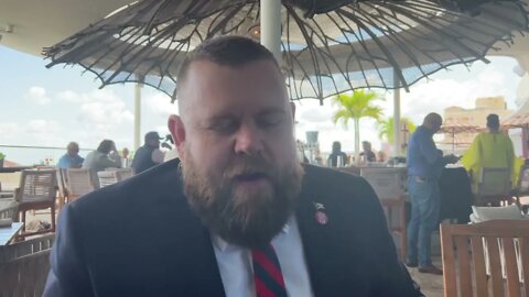 J.R. Majewski on his Trump 2020 logo lawn speaks with our Veterans For America First team