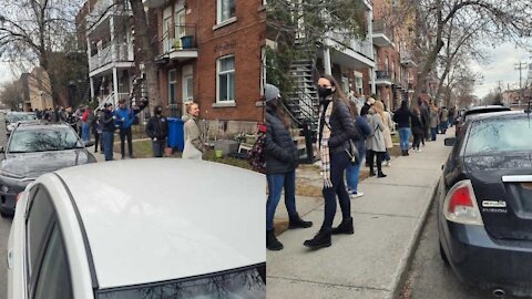 Viral Photos Apparently Show An Enormous Lineup To Visit A Montreal Apartment