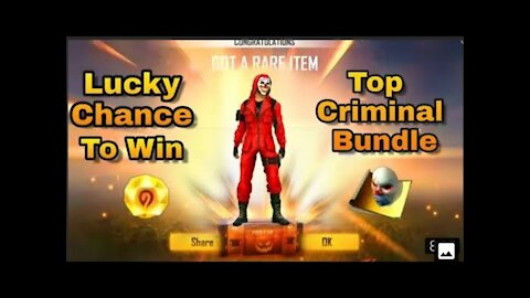 #FreeFire Lucky Chance To Win Top Criminal Bundle 100% Real Video #HINDI