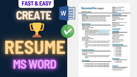 How to Create a Winning Resume in MS Word in 2024 Fast & Easy Guide)