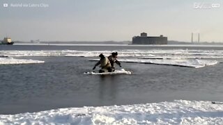 Ces pêcheurs échappent au pire quand la glace se rompt