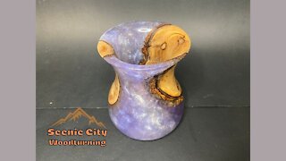 Wood turning: Purple resin and Sweet Gum Vase