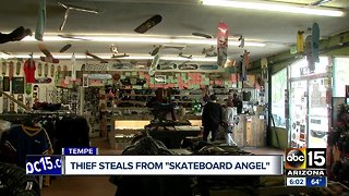 Thief steals from skateboard shop where boards were being donated to kids