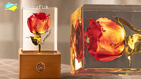 -- Makes an Awesome Night Lamp with Red Rose - Resin Art