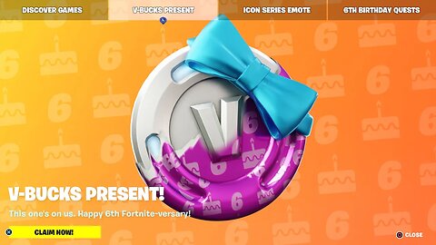 FREE V-BUCKS GIFT for EVERYBODY! (Fortnite 6th Birthday)