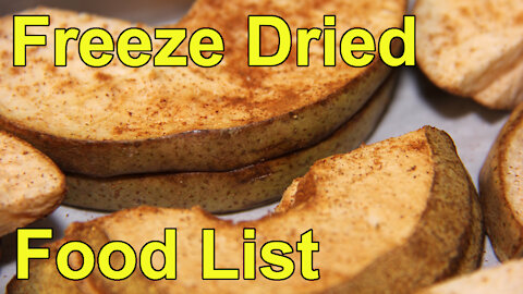 Freeze Dry Food List