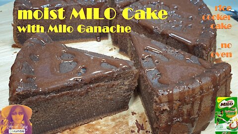Moist Milo Cake With Milo Ganache Without Oven | EASY RICE COOKER CAKE RECIPES