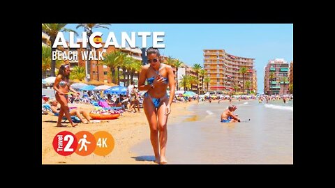 TORREVIEJA SPAIN The very hot Playa del Cura, 4k Beach Walk